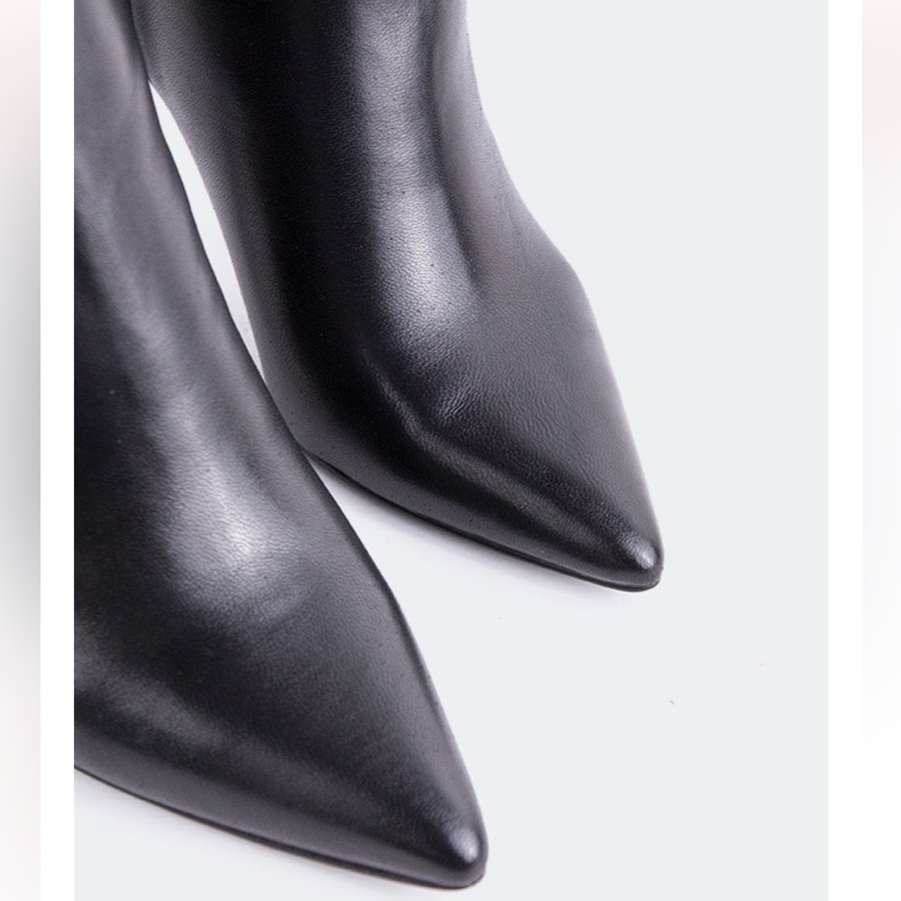 L’INTERVALLE Allister Black Leather Women's Knee-High Stiletto Boots | 9 - Picture 3 of 7